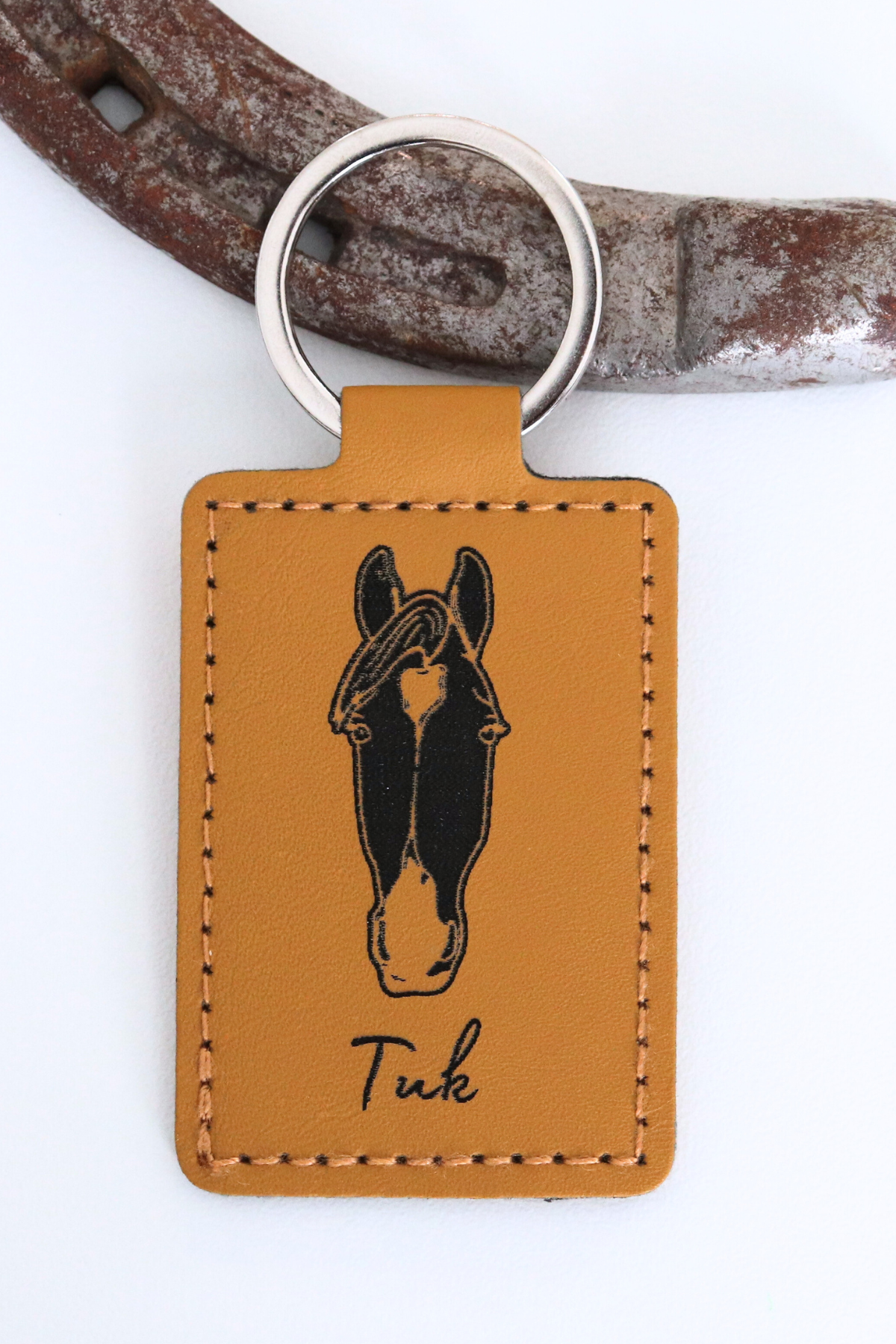 Personalized Square Leather Keychain and Blanket Tag