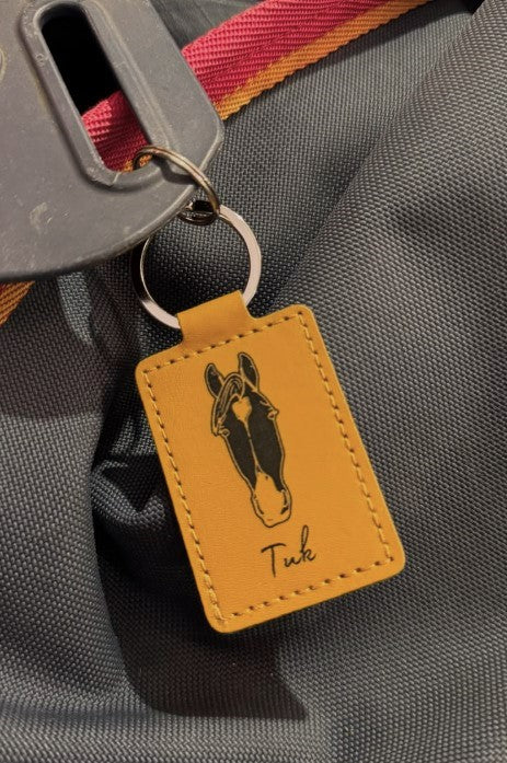 Personalized Square Leather Keychain - Blanket Tag