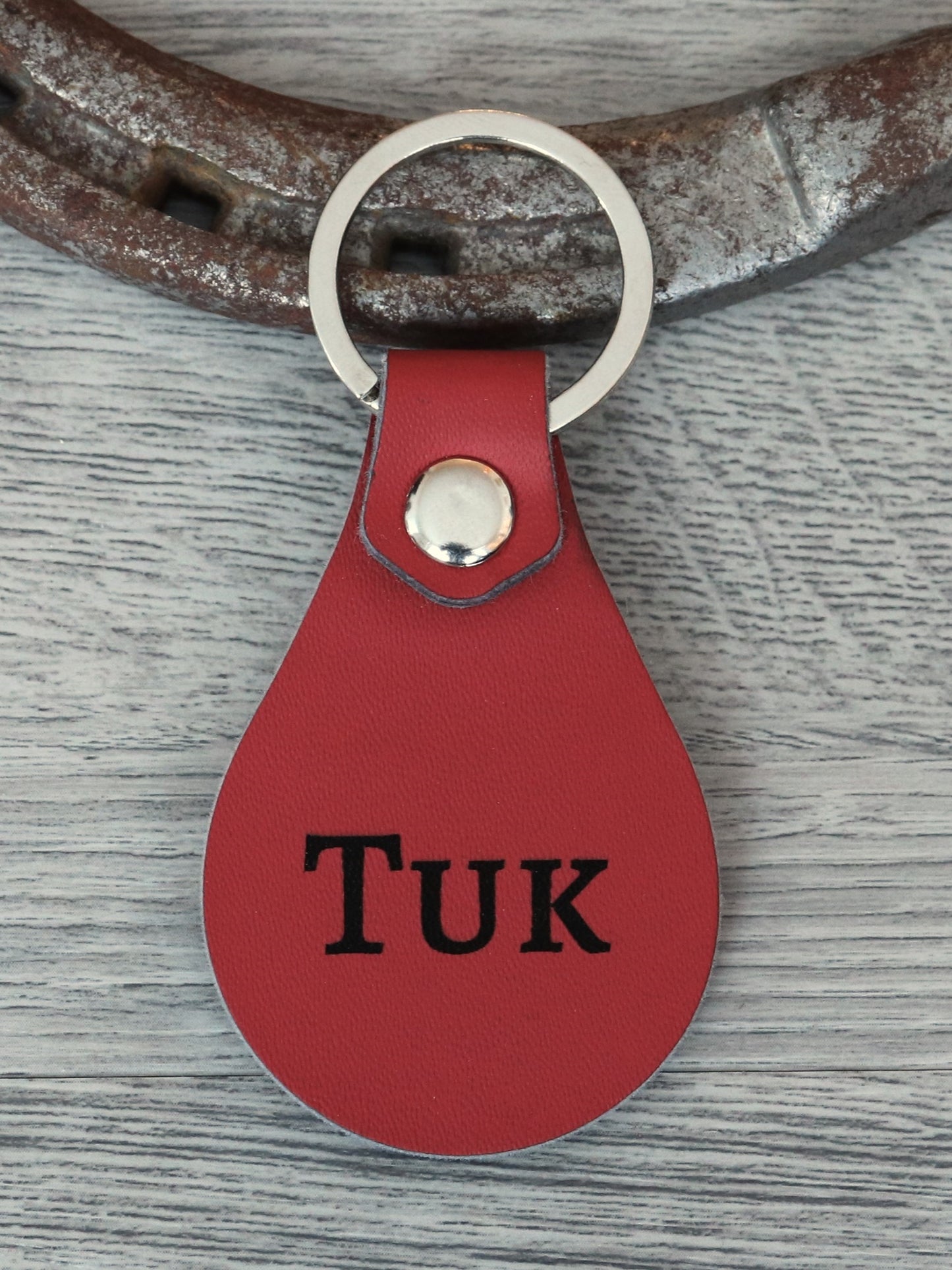 Personalized Round Leather Keychain - Blanket Tag - Canter Craft