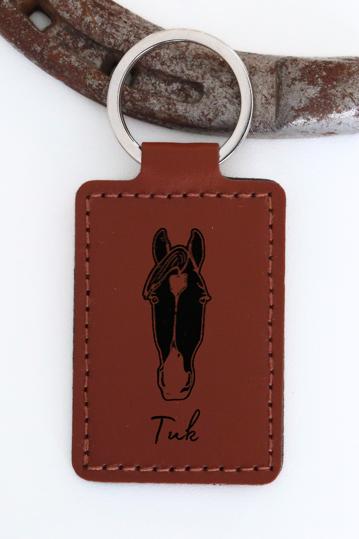 Personalized Square Leather Keychain - Blanket Tag - Canter Craft