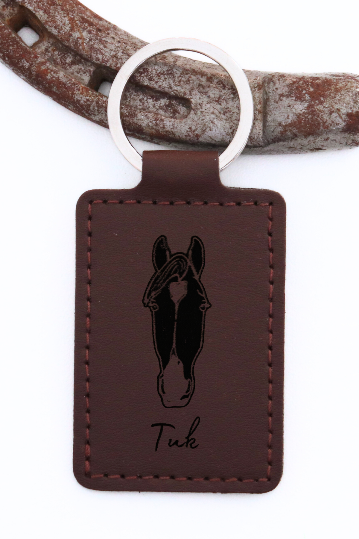 Personalized Square Leather Keychain