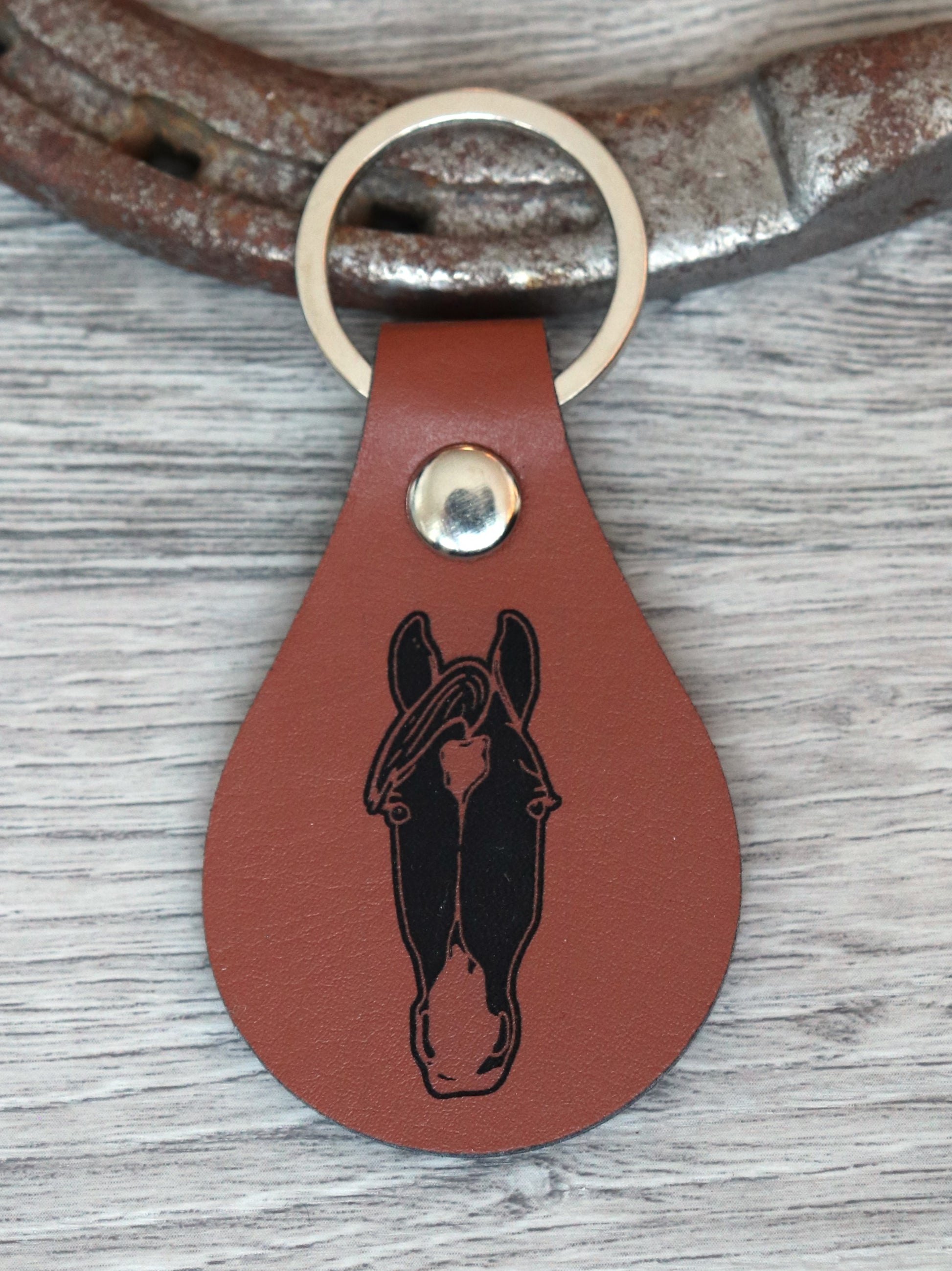 Personalized Round Leather Keychain - Blanket Tag - Canter Craft