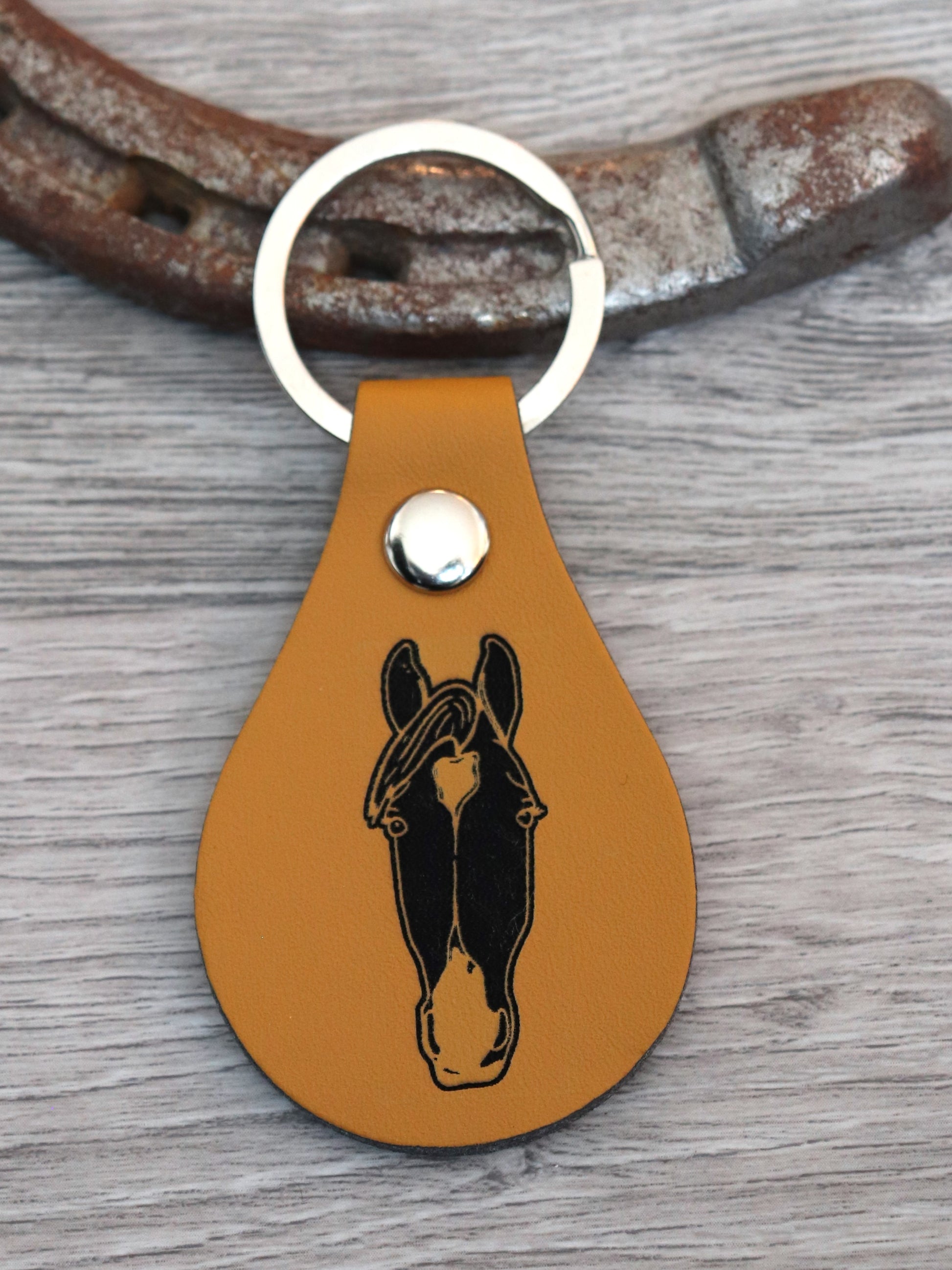 Personalized Round Leather Keychain - Blanket Tag - Canter Craft