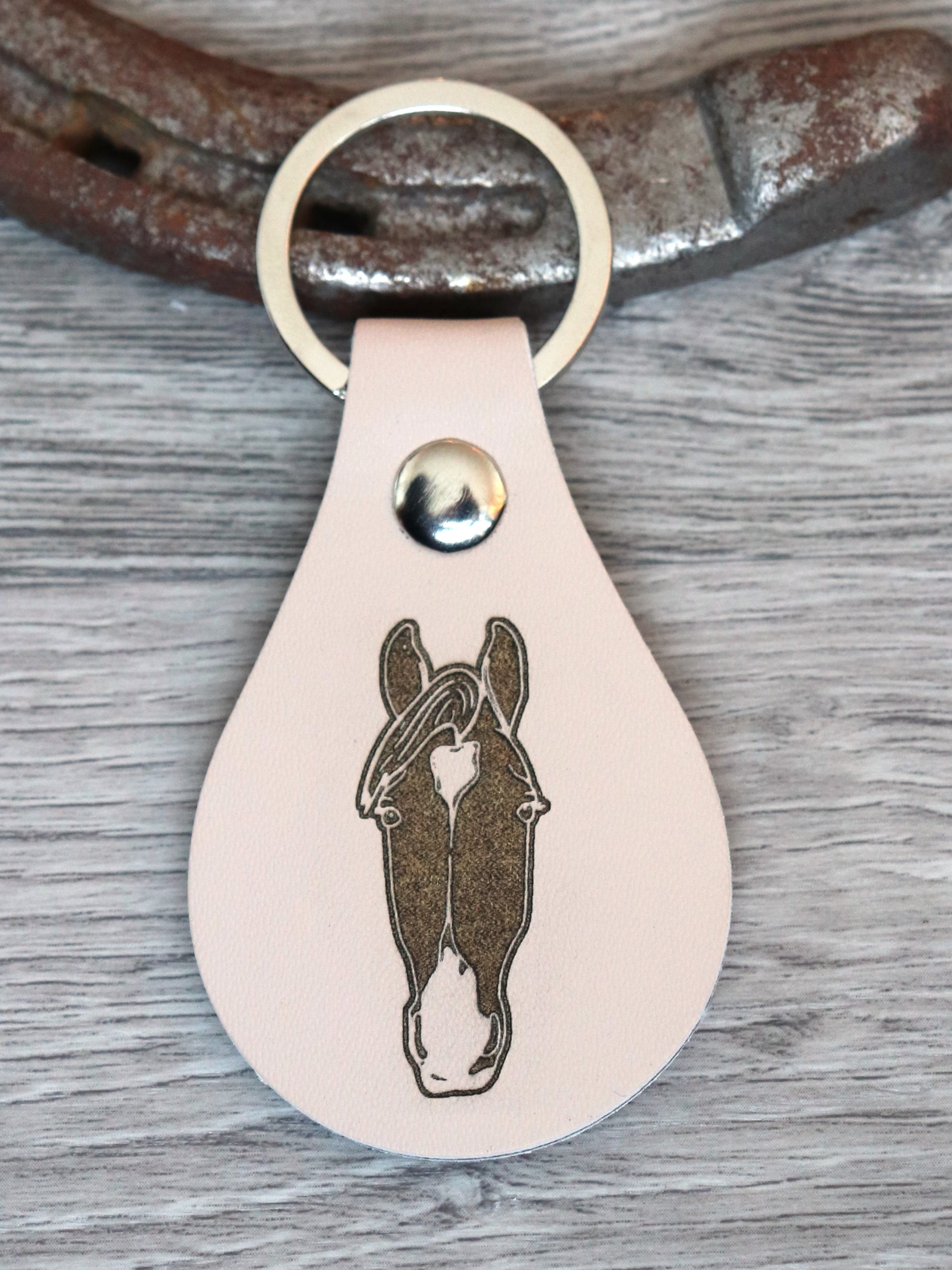 Personalized Round Leather Keychain - Blanket Tag - Canter Craft
