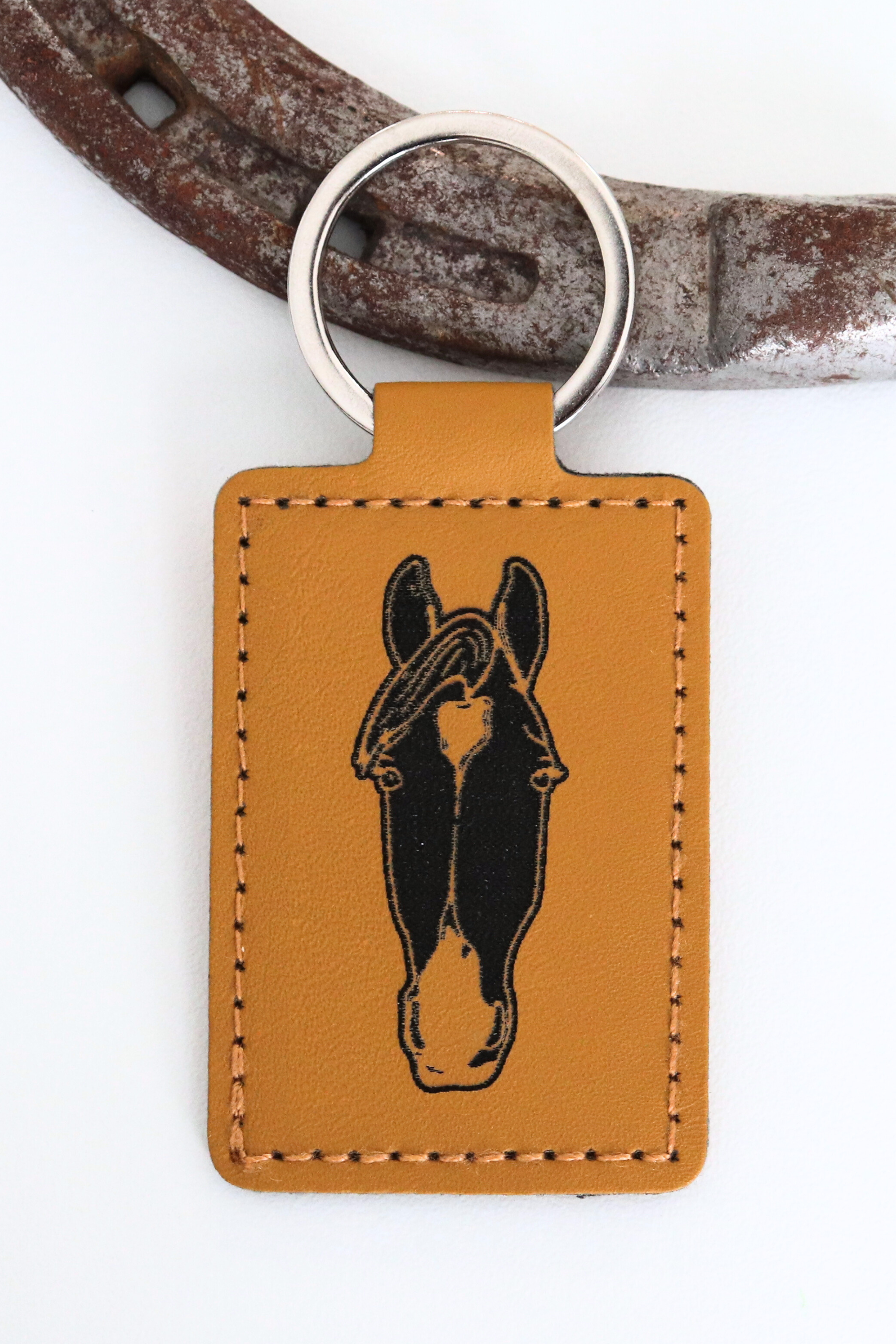 Personalized Square Leather Keychain - Blanket Tag - Canter Craft